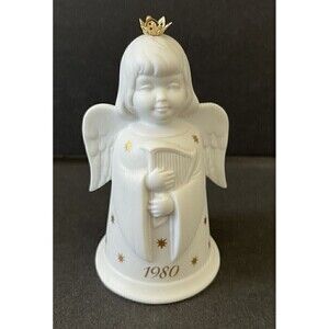 Vintage 1980 Kaiser Christmas Porcelain Angel Bell Ornament West Germany White